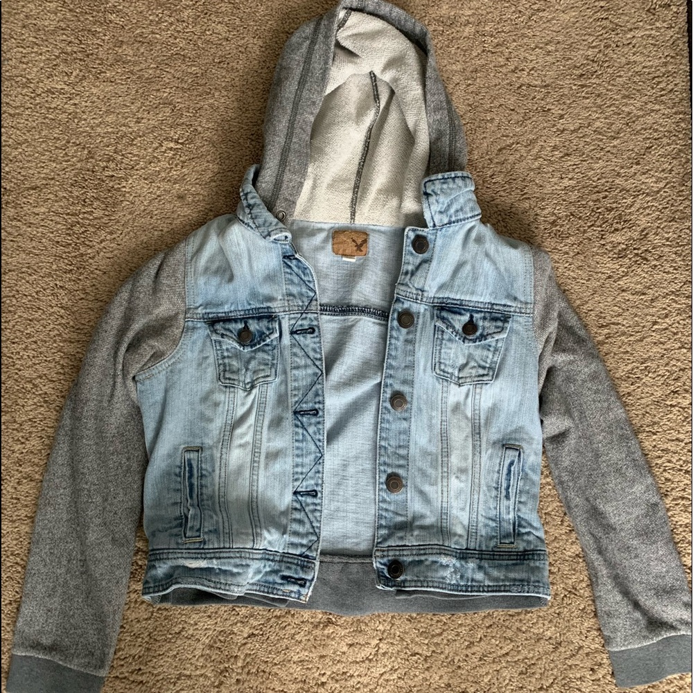 American Eagle Jean Sweatshirt Jacket